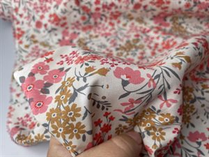 Fastvævet viscose - fine blomster i lyserøde toner